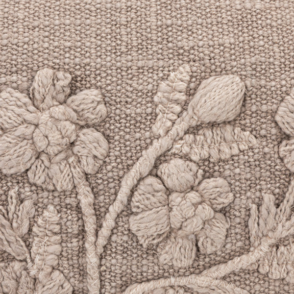 Taupe Lumbar w/ Embroidered Flowers