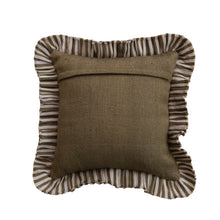 Load image into Gallery viewer, 18" Brown/Ivory Striped Ruffle Pillow