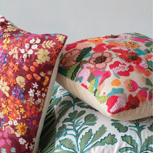 Load image into Gallery viewer, 18" Pillow w/ Multicolor Embroidered Flowers