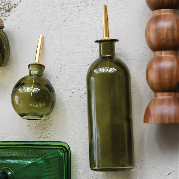 16oz Olive Glass Oil Cruet
