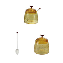 Load image into Gallery viewer, Amber Glass Honey Jar w/ Bee Top