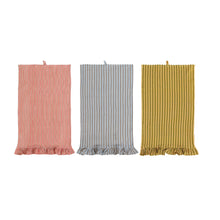 Load image into Gallery viewer, Waffle Weave Striped Tea Towel w/ Ruffle