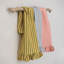 Load image into Gallery viewer, Waffle Weave Striped Tea Towel w/ Ruffle
