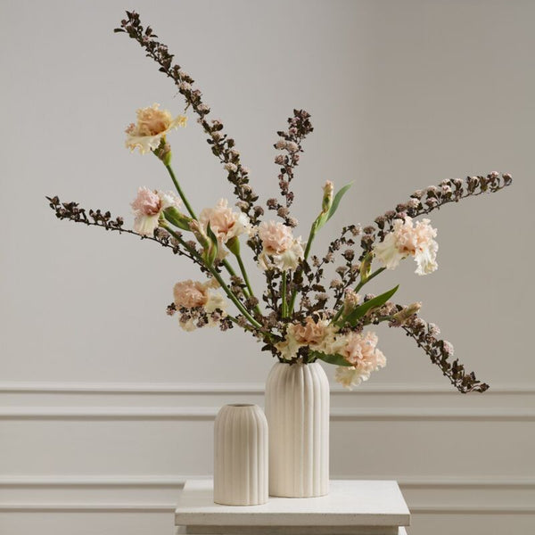 White Ribbed Tube Vase