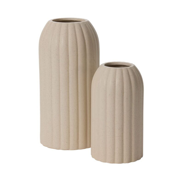 White Ribbed Tube Vase
