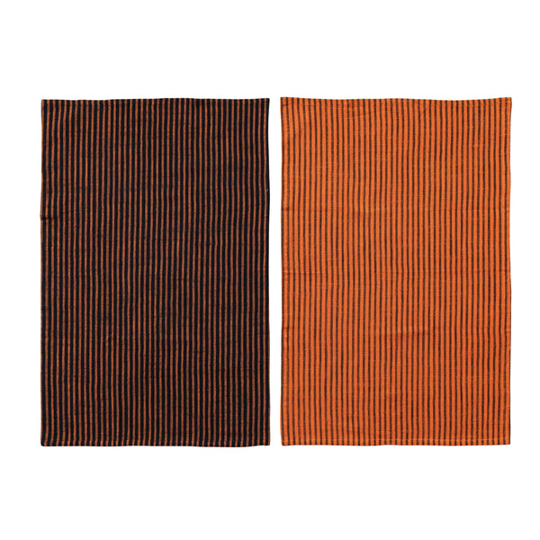 Orange/Black Striped Tea Towel