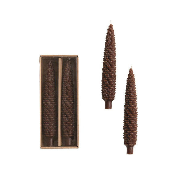 Brown Pinecone Taper Candle