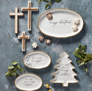 White/Gold Merry Christmas Platter