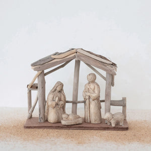 Driftwood/Paper Mache Nativity