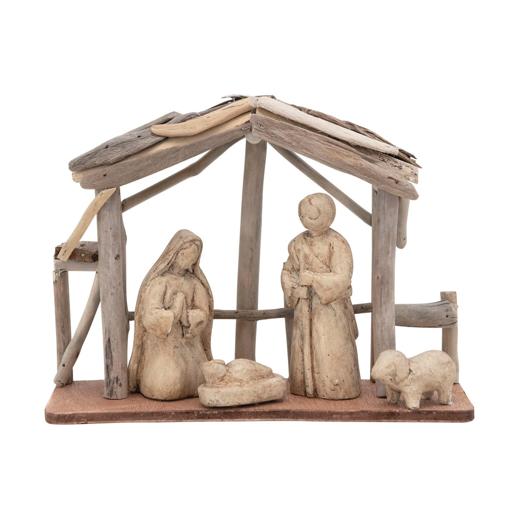 Driftwood/Paper Mache Nativity