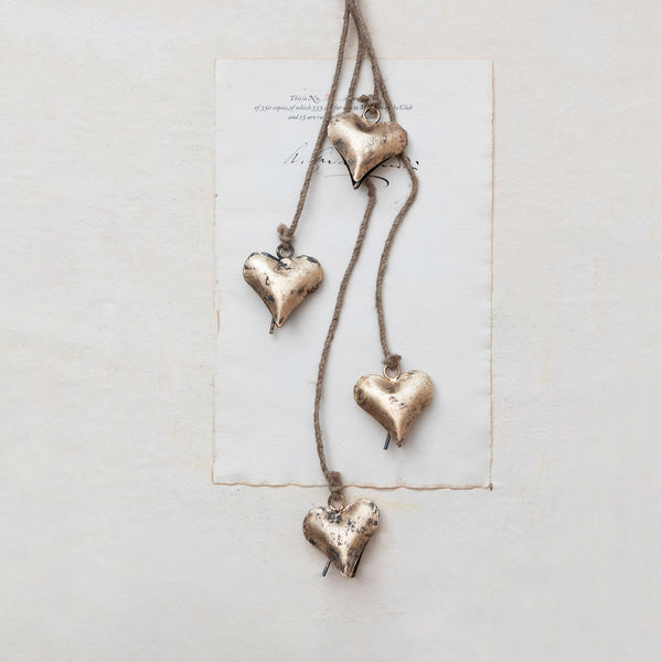 25.75" Antique Brass Hearts