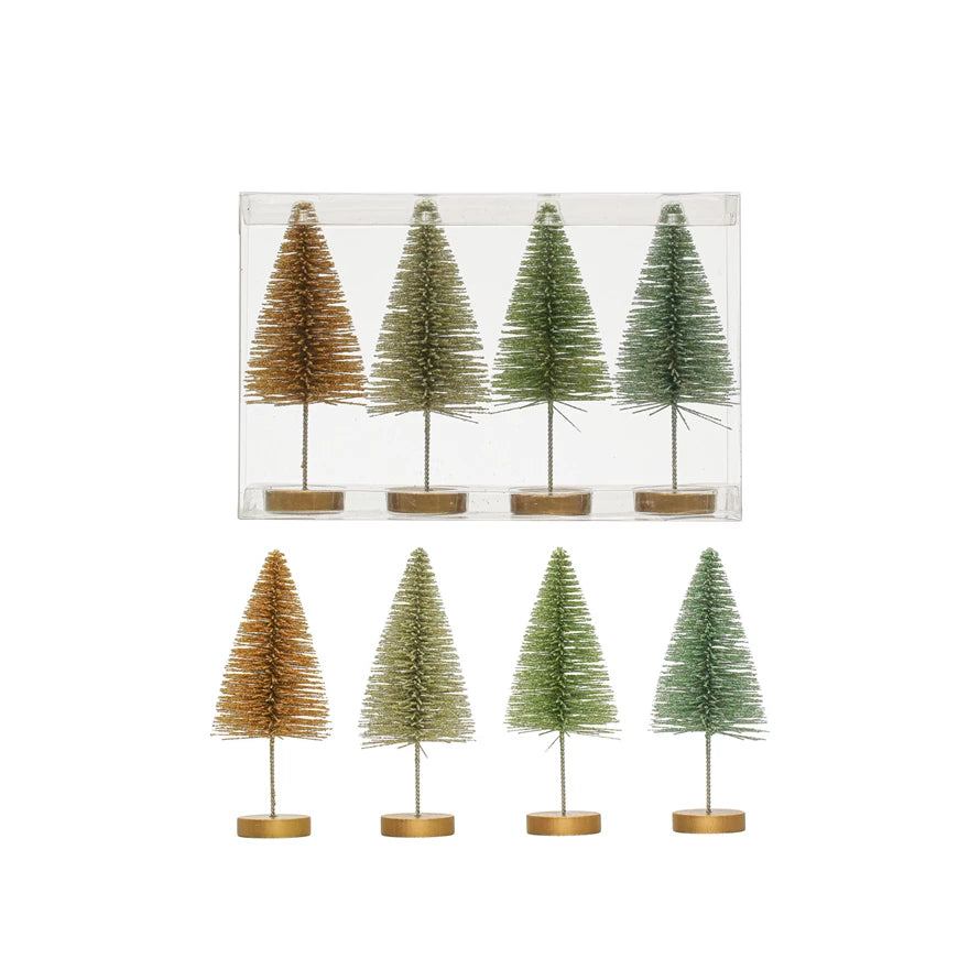 Metallic Bottle Brush Trees (set of 4)