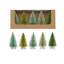 Load image into Gallery viewer, Green/Mint Bottle Brush Trees (set of 5)