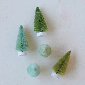 Green/Mint Bottle Brush Trees (set of 5)