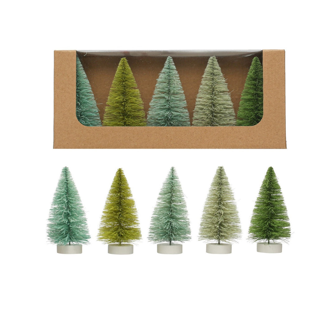 Green/Mint Bottle Brush Trees (set of 5)