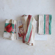 Load image into Gallery viewer, S/2 Green/Red Stripe Towels