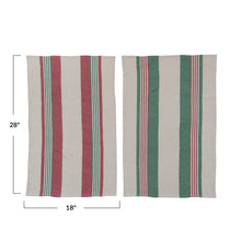 Load image into Gallery viewer, S/2 Green/Red Stripe Towels