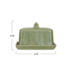 Green Tree Collection Butter Dish