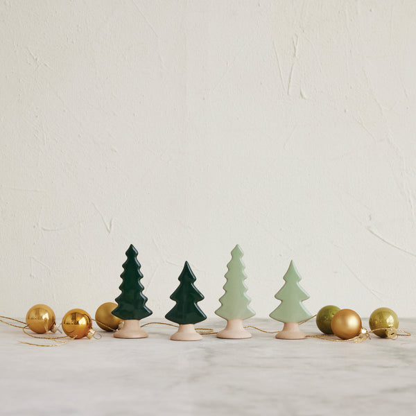 Glazed Stoneware Tree w/ Unglazed Base