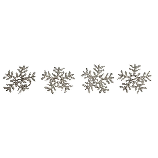 S/4 Silver Snowflake Napkin Ring