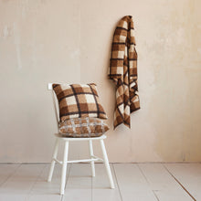 Load image into Gallery viewer, 60" x 50" Faux Sherpa Brown Plaid Throw