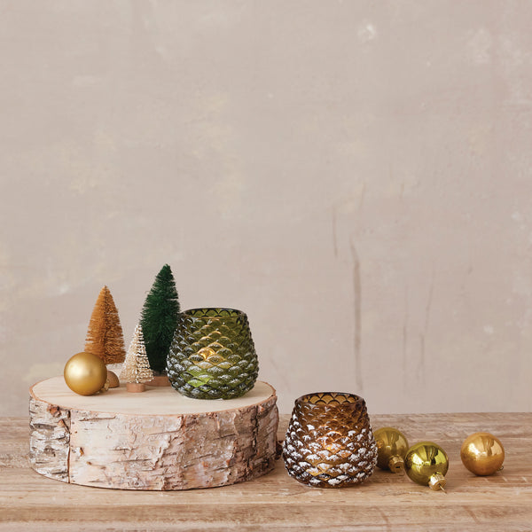 Glass Pinecone Shaped Votive Holder