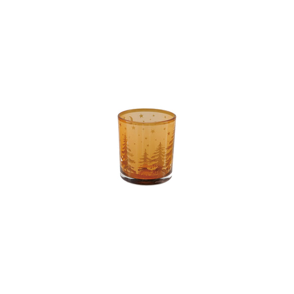 Glass Amber Deer Votive Holder