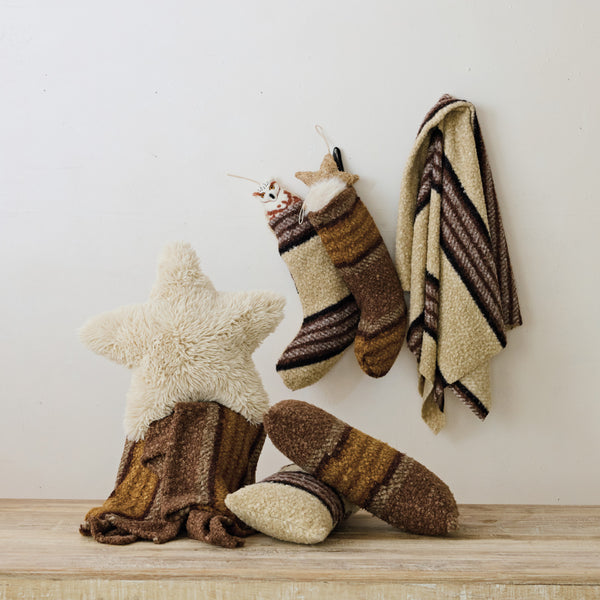 Faux Sherpa Stocking w/ Stripes