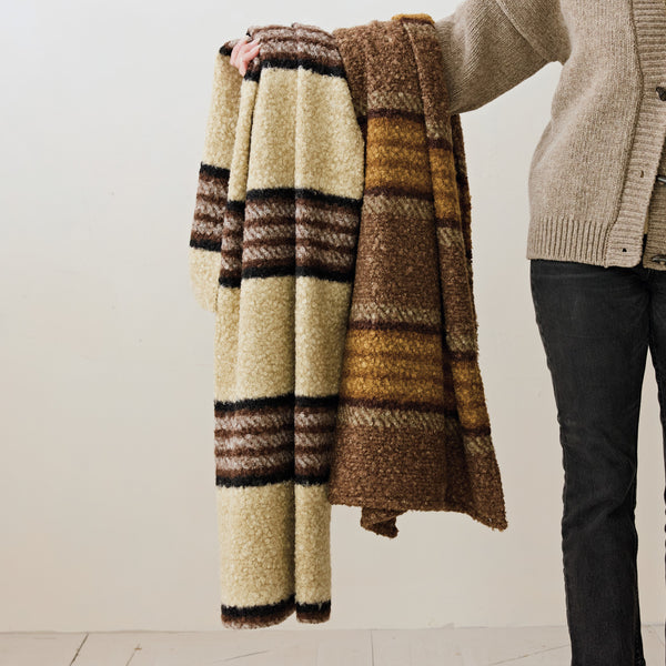 60" x 50" Faux Sherpa Striped Throw