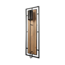 Load image into Gallery viewer, Black/Wood Rectangular Wall Sconce