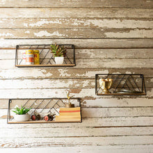 Load image into Gallery viewer, Black Metal &amp; Wood Wall Shelves - 3 Sizes