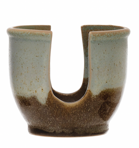 Stoneware Sponge Holder with Glaze (2 Colors)