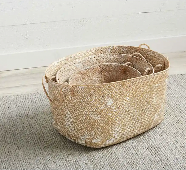 White-washed Seagrass Basket (3 Sizes)