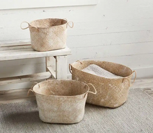 Load image into Gallery viewer, White-washed Seagrass Basket (3 Sizes)