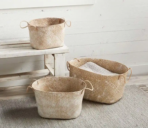 White-washed Seagrass Basket (3 Sizes)