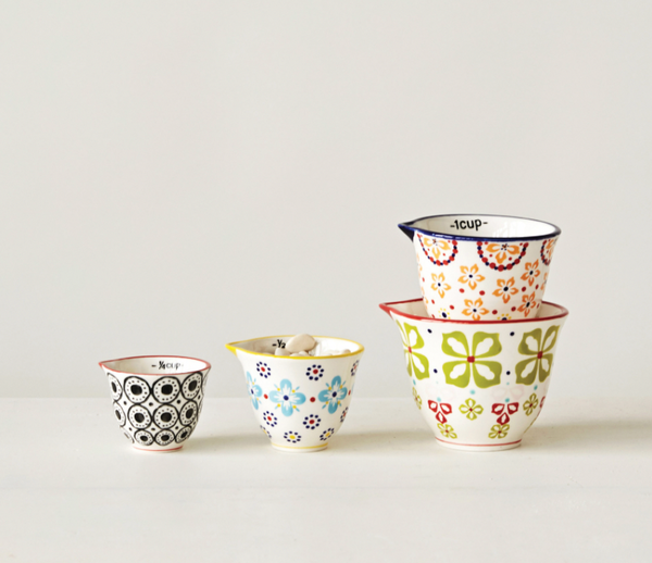 Patterned Measuring Cups (set of 4, 2 styles)