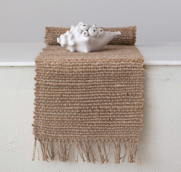 Hand-Woven Jute Table Runner w/ Fringe