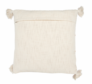 Cotton Embroidered Pillow w/ Tassels & Applique