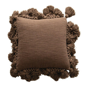 Crochet Tassel Pillow - Rich Brown