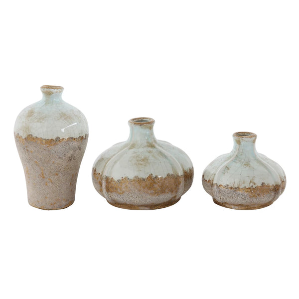 Aqua Distressed Vase - Set of 3