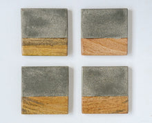 Load image into Gallery viewer, Wood &amp; Cement Square Coaster Set