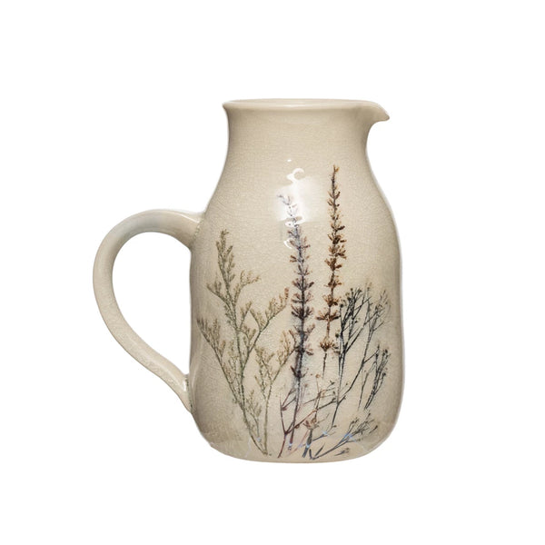 Floral Stoneware Pitcher