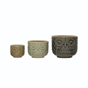 Stoneware Owl Containers (3 sizes)
