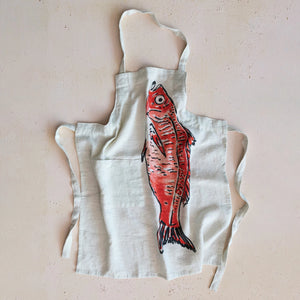 Fish Print Linen Apron