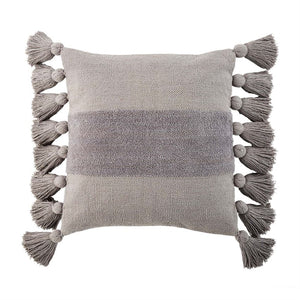 Gray Two Tone Tassel Pillow