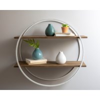 White Metal & Wood Circle Shelf