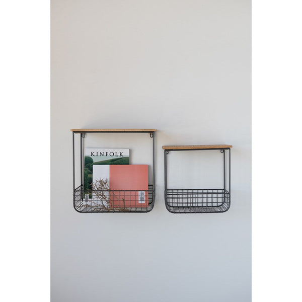 Wood & Metal Basket Shelves